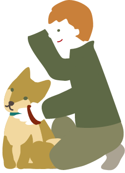 犬を連れたお兄さん