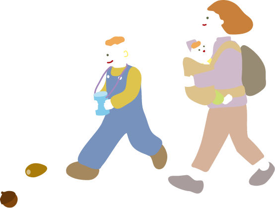 おさんぽする親子